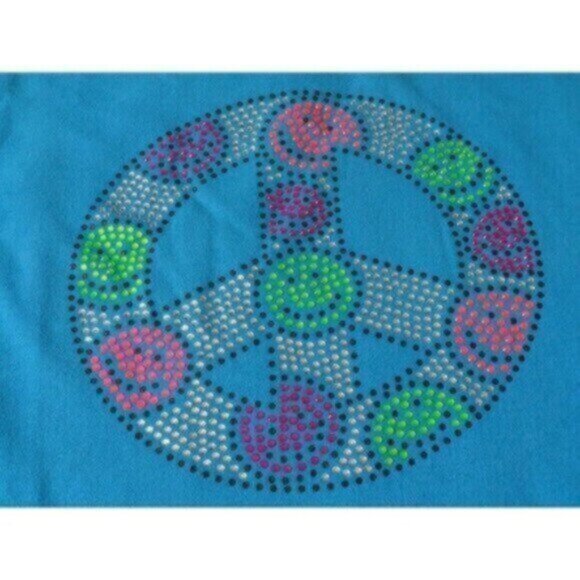 Justice girls size 14 blue Peace sequined sweater - Picture 4 of 4